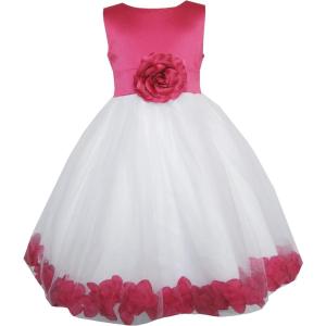 Sunny Fashion Girls Dress White Pink Flower Wedding Bridesmaid Holiday