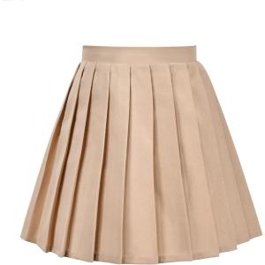 Sunny Fashion Girls Skirt Beige Pleated Bow Tie Back School Uniform Size 6-14(Beige)