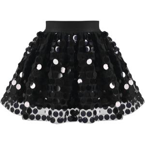 Sunny Fashion Girls Skirt Purple Mermaid Sparkly Sequin Tutu Party Ballet Dance(Black Dot)