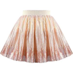 Sunny Fashion Girls Skirt Purple Mermaid Sparkly Sequin Tutu Party Ballet Dance(Gradient Gold)