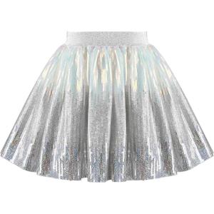 Sunny Fashion Girls Skirt Purple Mermaid Sparkly Sequin Tutu Party Ballet Dance(Gradient Silver)