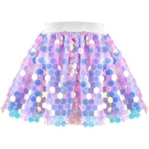 Sunny Fashion Girls Skirt Purple Mermaid Sparkly Sequin Tutu Party Ballet Dance(Purple Dot)