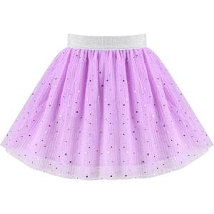 Sunny Fashion Girls Skirt Tutu Rainbow Multicolor Ballet Dancing Party Size 2-10(Purple Sequin)