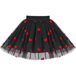 Sunny Fashion Girls Skirt Tutu Rainbow Multicolor Ballet Dancing Party Size 2-10(Red Heart)