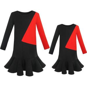 Sunny Fashion Parent-Child Mother Daughter Dress Color Block Contrast Size 5-12