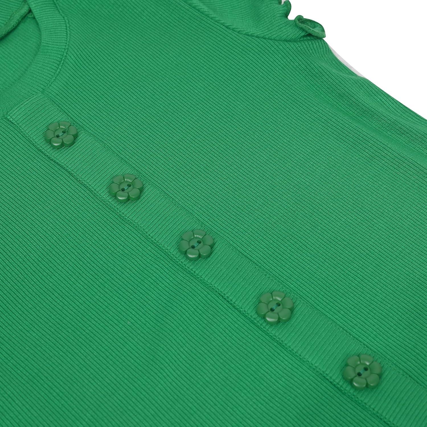 imageSunny Fashion Girls 2 Piece Set Skirt TShirt Crop RibKnit Plaid Casual SchoolGreen Red