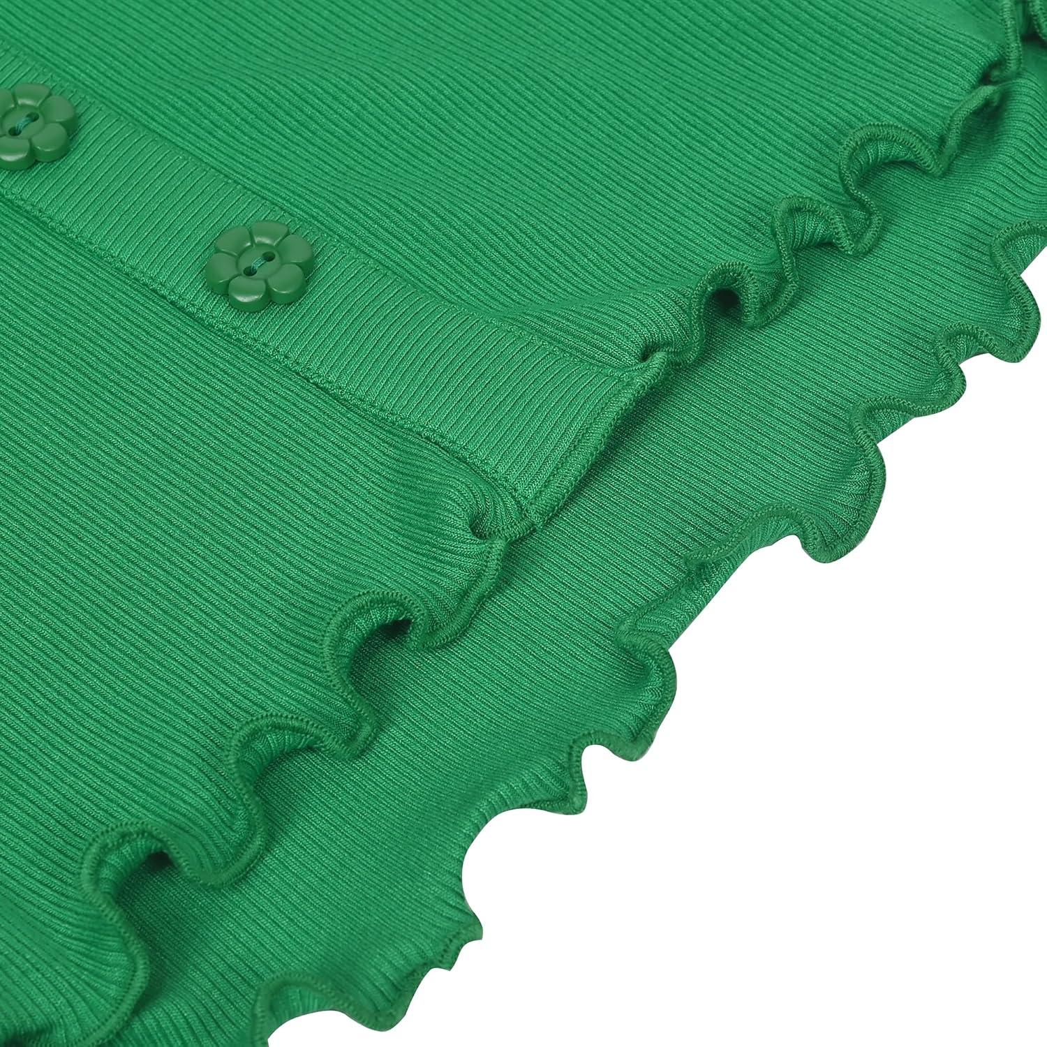 imageSunny Fashion Girls 2 Piece Set Skirt TShirt Crop RibKnit Plaid Casual SchoolGreen Red