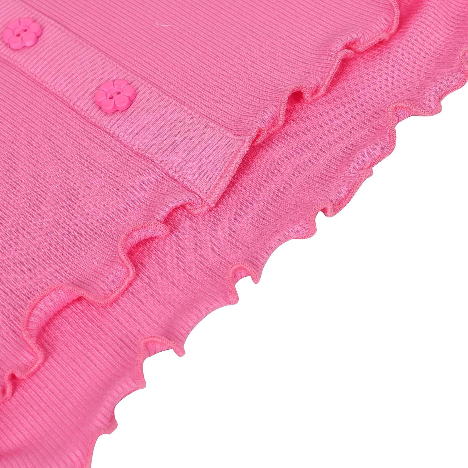 imageSunny Fashion Girls 2 Piece Set Skirt TShirt Crop RibKnit Plaid Casual SchoolPink