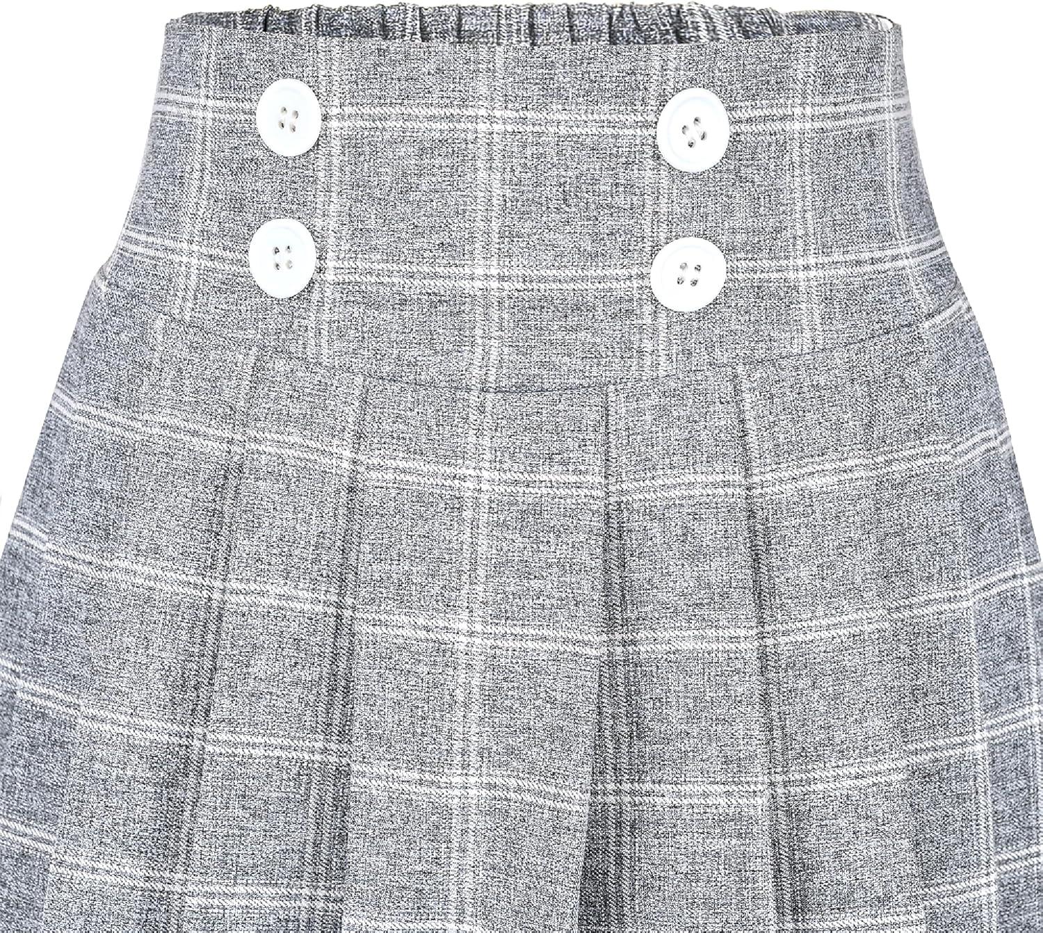 imageSunny Fashion Girls 2 Piece Set Skirt TShirt Crop RibKnit Plaid Casual SchoolPink Gray