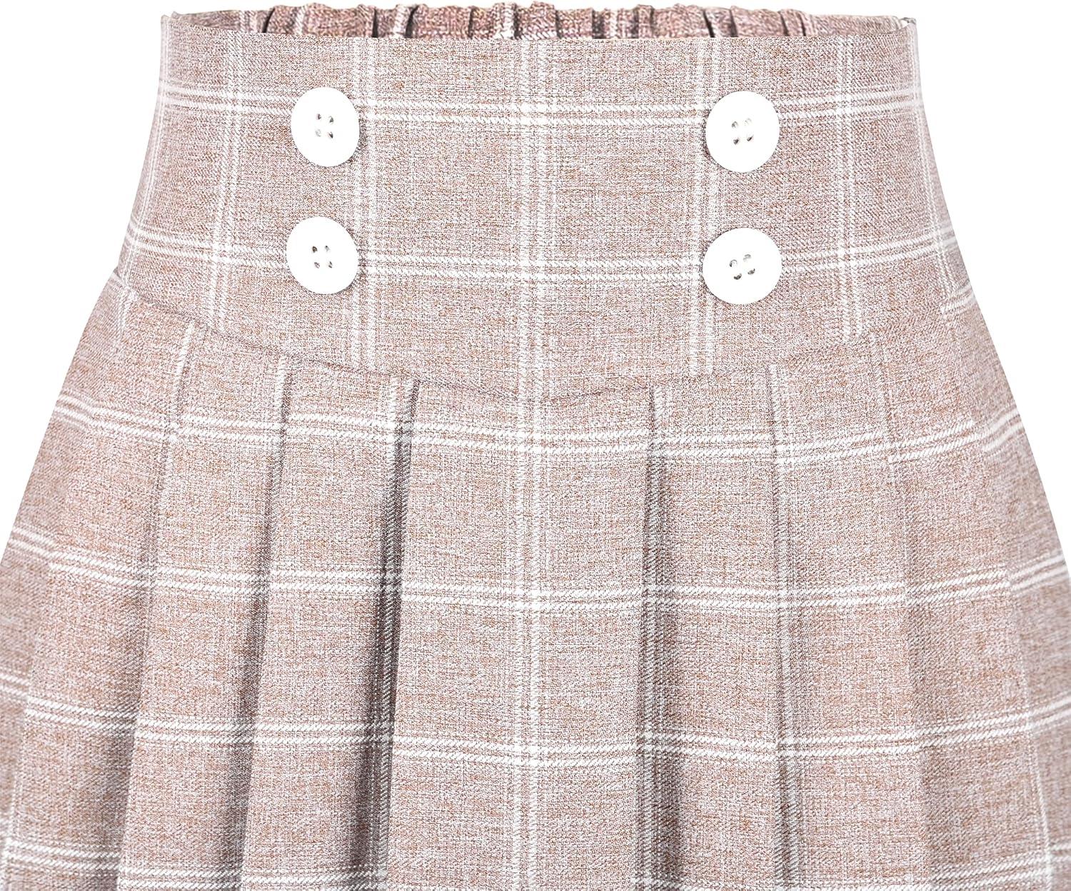 imageSunny Fashion Girls 2 Piece Set Skirt TShirt Crop RibKnit Plaid Casual SchoolWhite Beige