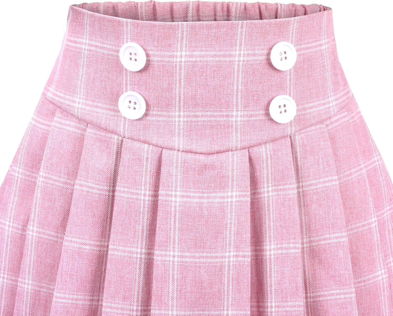 imageSunny Fashion Girls 2 Piece Set Skirt TShirt Crop RibKnit Plaid Casual SchoolWhite Pink