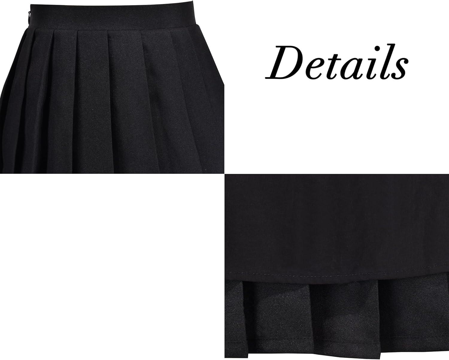 imageSunny Fashion Girls Outfit Set 2 Piece White Shirt Black Pleated Skirt SchoolBlack Skirt Set