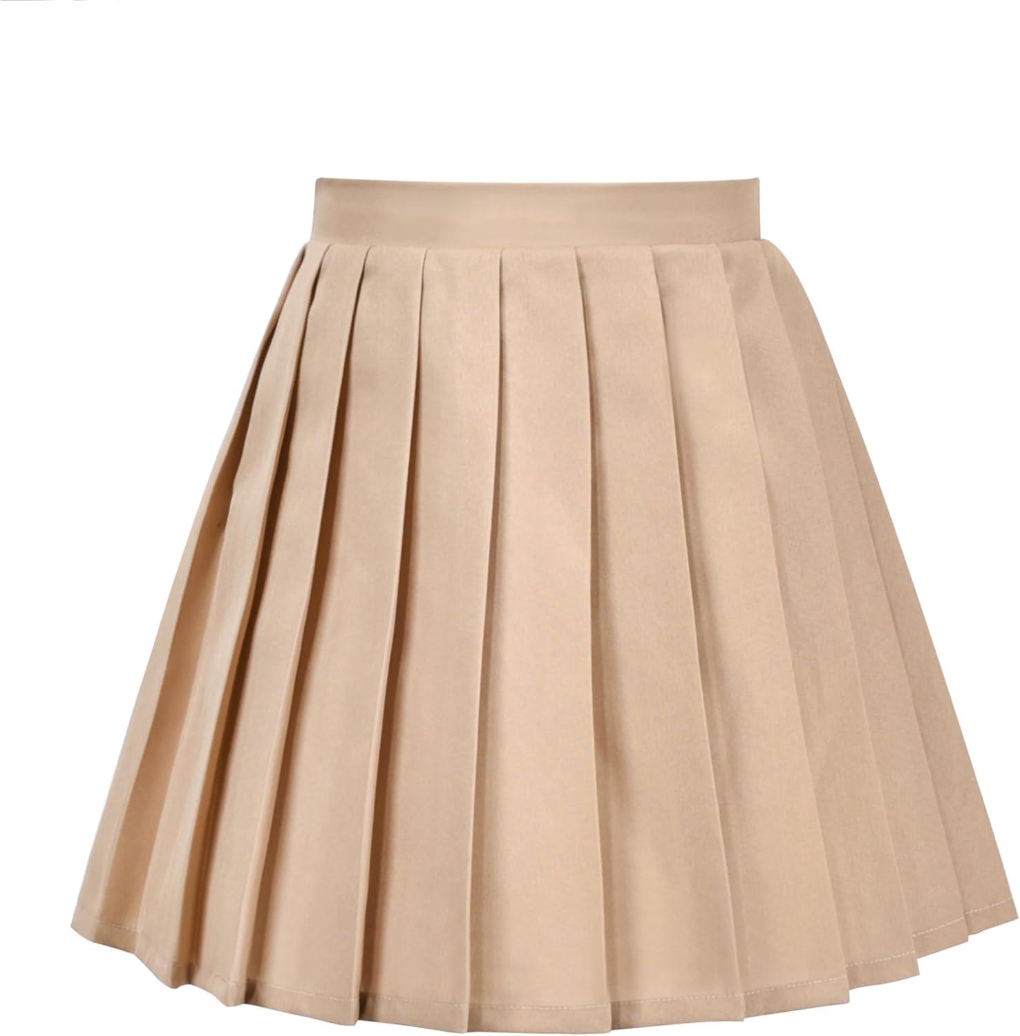 imageSunny Fashion Girls Outfit Set 2 Piece White Shirt Black Pleated Skirt SchoolBrown Skirt Set