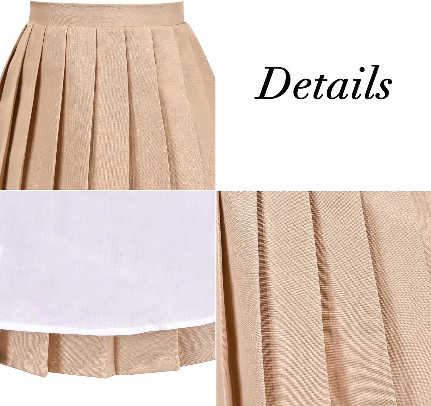 imageSunny Fashion Girls Outfit Set 2 Piece White Shirt Black Pleated Skirt SchoolBrown Skirt Set
