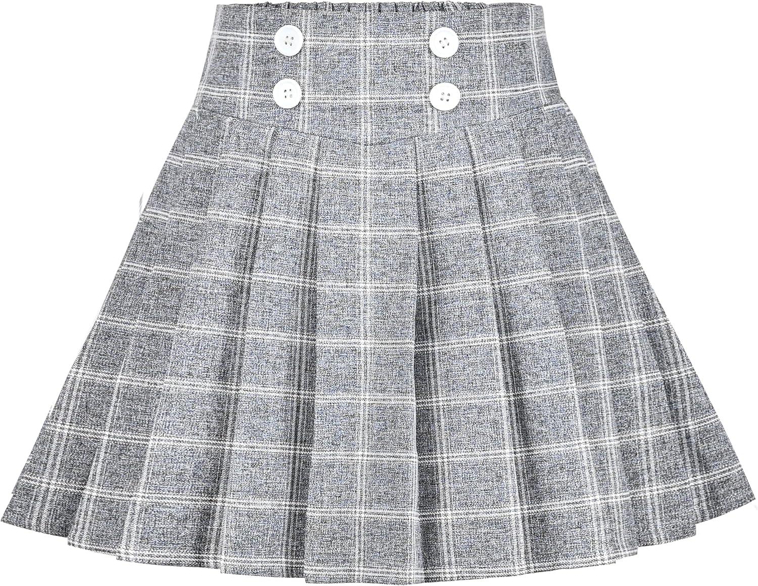 imageSunny Fashion Girls Outfit Set 2 Piece White Shirt Black Pleated Skirt SchoolGray Skirt Set