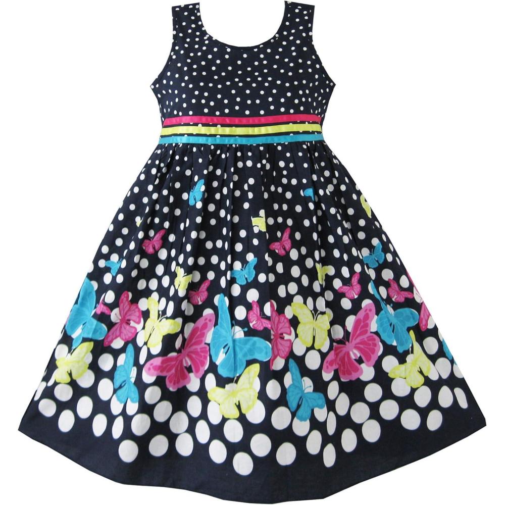 imageGirls Dress Blue Polka Dot Party Sundress