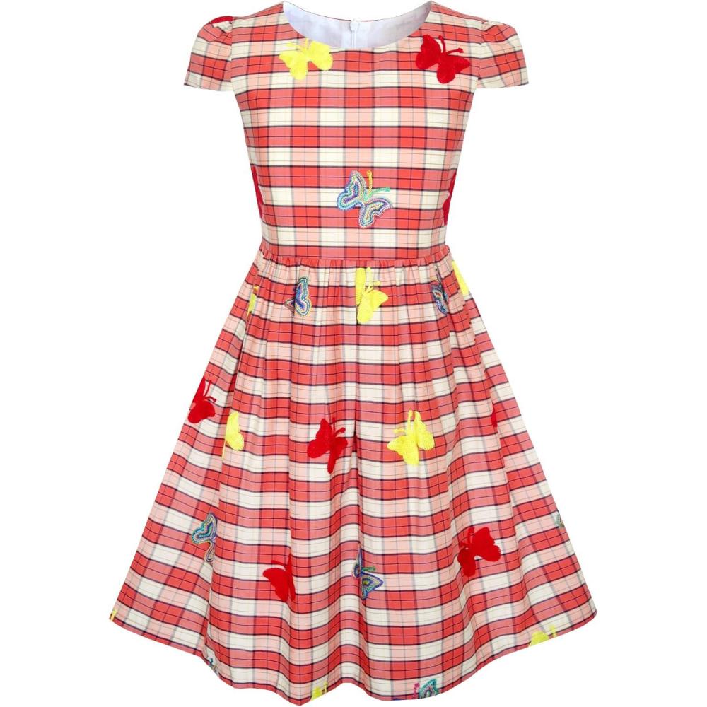 imageSunny Fashion Girls Dress Blue Flower Short Sleeve Party Birthday