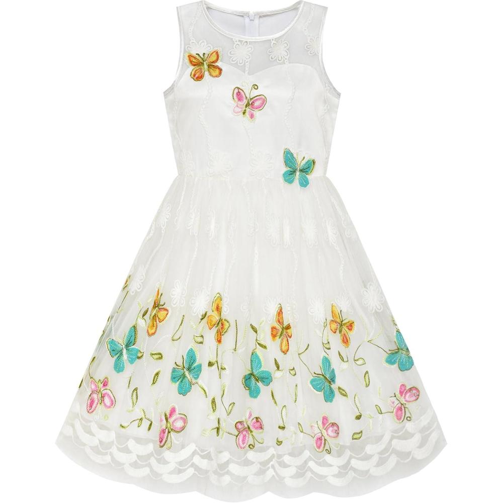 imageSunny Fashion Girls Dress Easter Illusion Yoke Party Dress Size 714