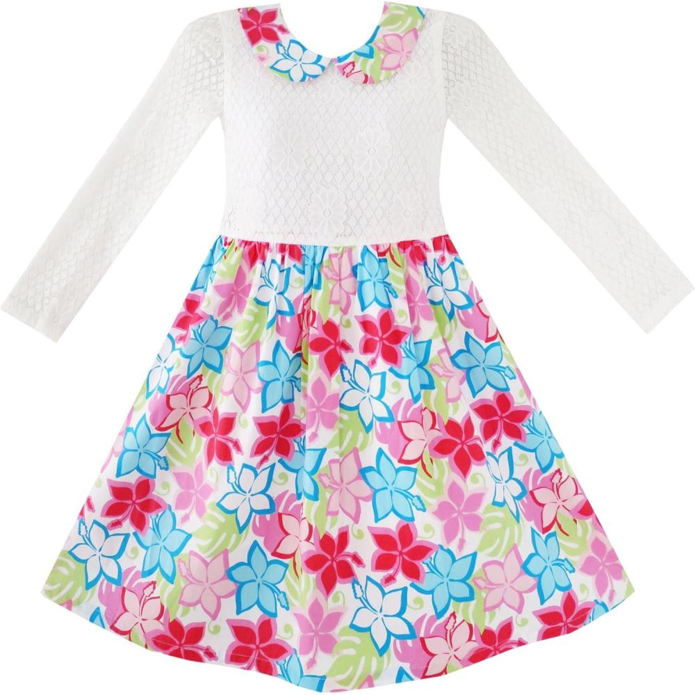 imageSunny Fashion Girls Dress Lace Collar Princess Elegant Birthday Party Size 412