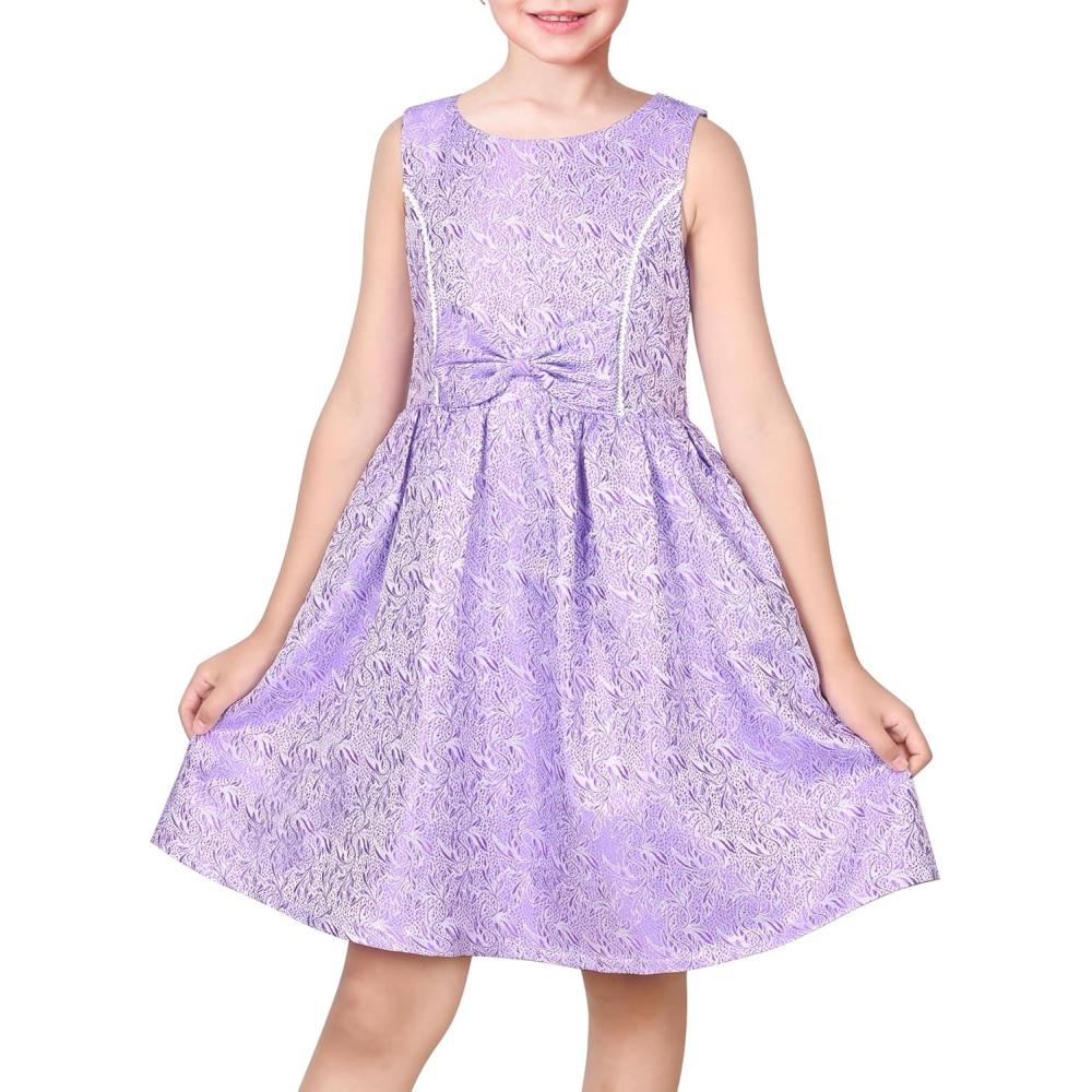 imageSunny Fashion Girls Dress Satin Butterfly Hydrangea Flower Printed Size 512Shiny Purple