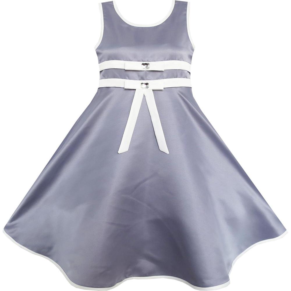 imageSunny Fashion Girls Dress White Lined Elegant Wedding Flower Girl Pageant 412