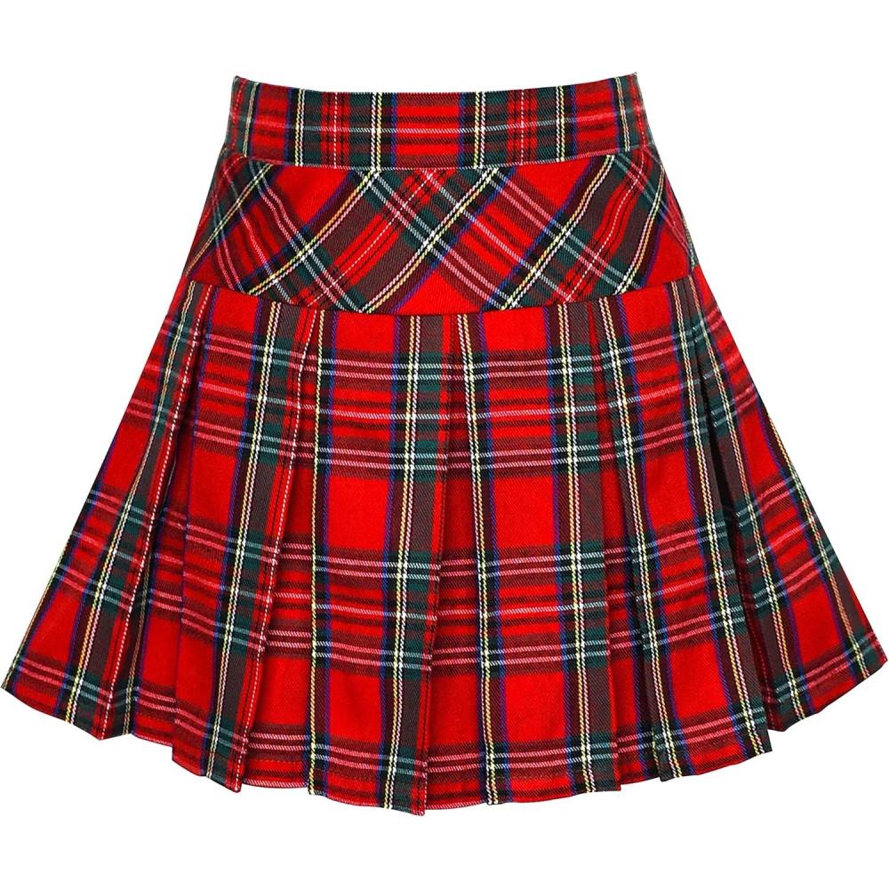 imageSunny Fashion Girls Skirt Back School Uniform Red Tartan Skirt Size 414Red