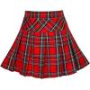 Sunny Fashion Girls 2 Piece Set Skirt T-Shirt Crop Rib-Knit Plaid Casual School(Green Red)