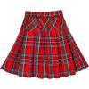 Sunny Fashion Girls 2 Piece Set Skirt T-Shirt Crop Rib-Knit Plaid Casual School(Green Red)