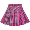 Sunny Fashion Girls 2 Piece Set Skirt T-Shirt Crop Rib-Knit Plaid Casual School(Pink)