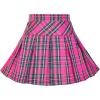 Sunny Fashion Girls 2 Piece Set Skirt T-Shirt Crop Rib-Knit Plaid Casual School(Pink)