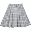 Sunny Fashion Girls 2 Piece Set Skirt T-Shirt Crop Rib-Knit Plaid Casual School(Pink Gray)
