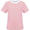 Sunny Fashion Girls 2 Piece Set Skirt T-Shirt Crop Rib-Knit Plaid Casual School(Red Striped)