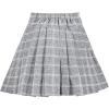 Sunny Fashion Girls 2 Piece Set Skirt T-Shirt Crop Rib-Knit Plaid Casual School(White Gray)