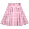 Sunny Fashion Girls 2 Piece Set Skirt T-Shirt Crop Rib-Knit Plaid Casual School(White Pink)