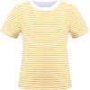 Sunny Fashion Girls 2 Piece Set Skirt T-Shirt Crop Rib-Knit Plaid Casual School(Yellow Striped)
