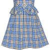 Sunny Fashion Girls Dress 2-in-1 Blue Tartan School Uniform Pleated Hem Belted