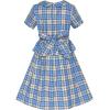 Sunny Fashion Girls Dress 2-in-1 Blue Tartan School Uniform Pleated Hem Belted