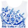 Sunny Fashion Girls Dress Blue White Porcelain Floral Printed Pageant Holiday