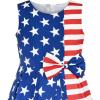 Sunny Fashion Girls Dress Color Block Contrast Bow Tie Everyday Party Size 4-14(American Flag)