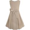 Sunny Fashion Girls Dress Color Block Contrast Bow Tie Everyday Party Size 4-14(Beige)