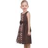 Sunny Fashion Girls Dress Color Block Contrast Bow Tie Everyday Party Size 4-14(Brown Polka Dot)