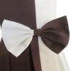 Sunny Fashion Girls Dress Color Block Contrast Bow Tie Everyday Party Size 4-14(Coffee)