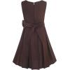 Sunny Fashion Girls Dress Color Block Contrast Bow Tie Everyday Party Size 4-14(Coffee)