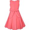 Sunny Fashion Girls Dress Color Block Contrast Bow Tie Everyday Party Size 4-14(Coral Red)