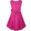 Sunny Fashion Girls Dress Color Block Contrast Bow Tie Everyday Party Size 4-14(Deep Pink)