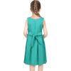 Sunny Fashion Girls Dress Color Block Contrast Bow Tie Everyday Party Size 4-14(Green Chevron)