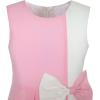 Sunny Fashion Girls Dress Color Block Contrast Bow Tie Everyday Party Size 4-14(Pink)
