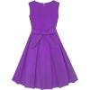 Sunny Fashion Girls Dress Color Block Contrast Bow Tie Everyday Party Size 4-14(Purple)