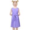 Sunny Fashion Girls Dress Color Block Contrast Bow Tie Everyday Party Size 4-14(Purple Heart)