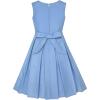 Sunny Fashion Girls Dress Color Block Contrast Bow Tie Everyday Party Size 4-14(Sky Blue)
